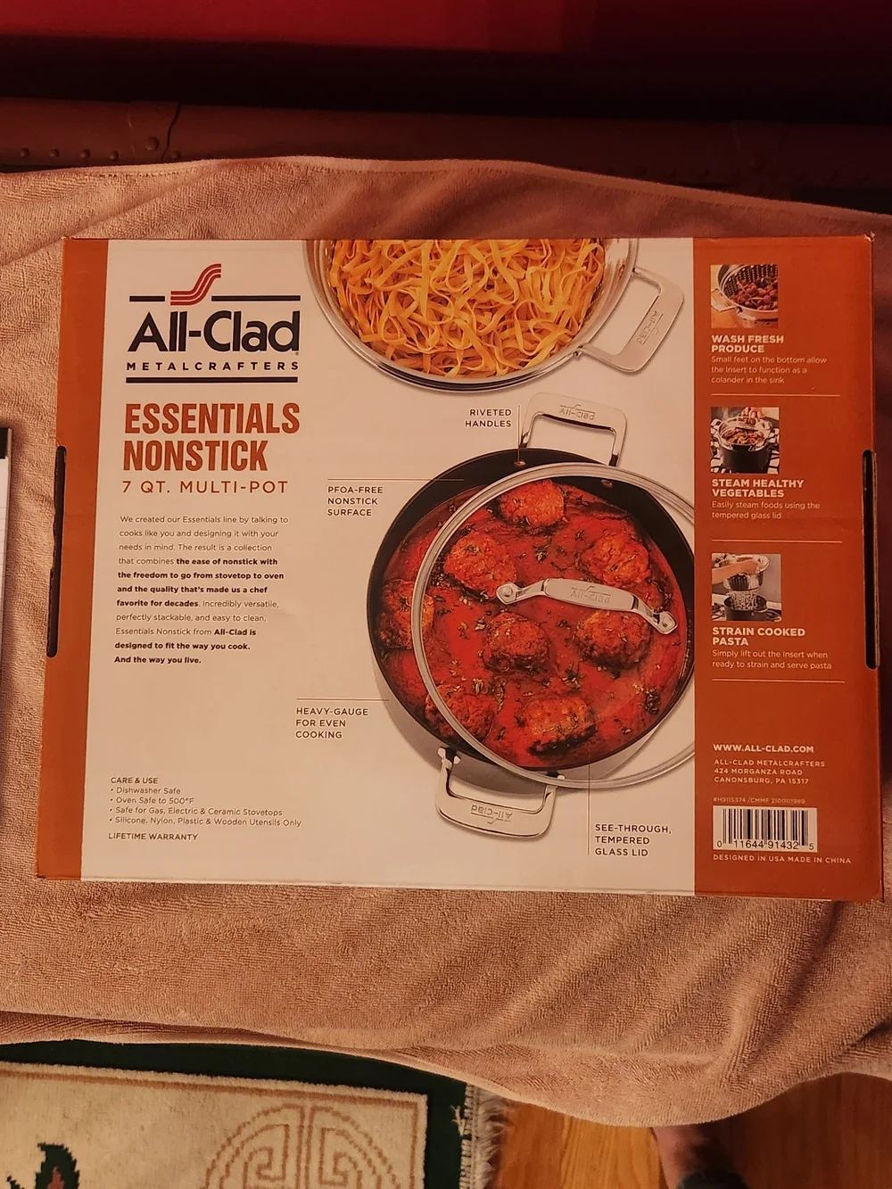 All-Clad Essentials Nonstick 7 Qt. Multi-Pot in Orange